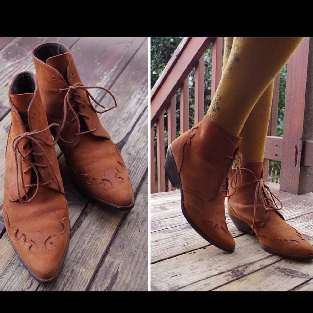 El Dorado 1980's 90's Vintage Reddish Brown Suede western ankle boots Sz 7.5